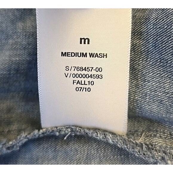 Gap 1969 Ltd Ed Womens Denim Tunic Sz M Blue Dress Pockets Distressed Western - Picture 8 of 8